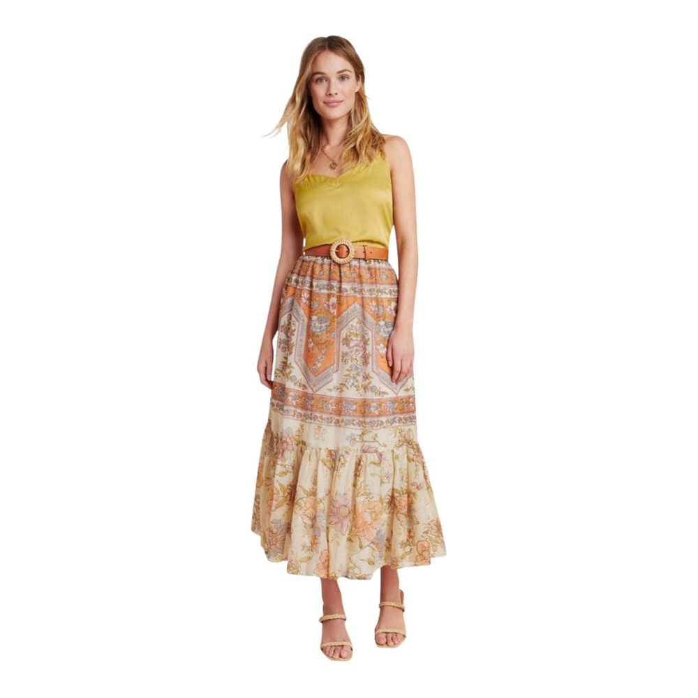 Anthropologie Gianna Flounced Maxi Skirt